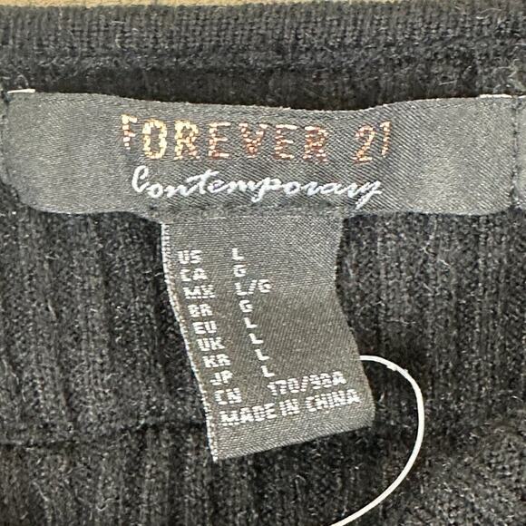 NWT Forever 21 Ruffle Sweater Womens L Black Cold Shoulder Coquette E-Girl Y2K - Picture 4 of 5